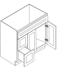 Vanity cabinet combination line drawing from the vendor catalog