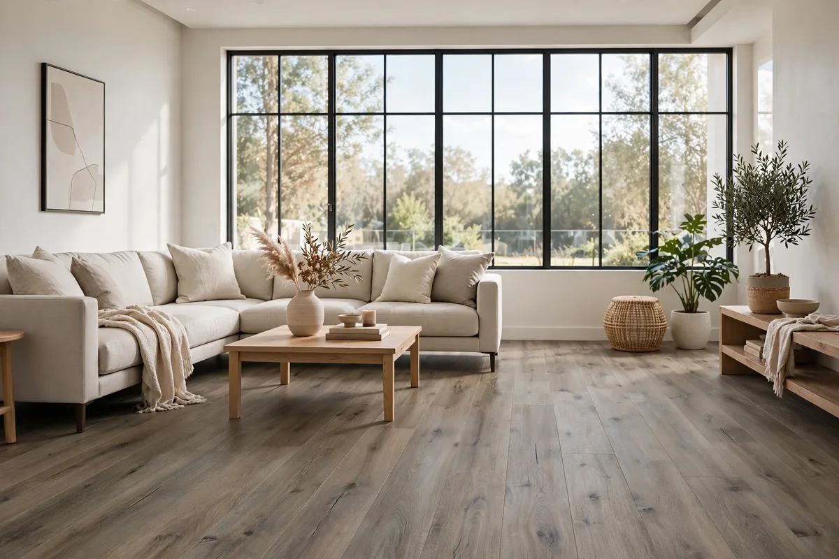 Living room with waterproof LVP flooring